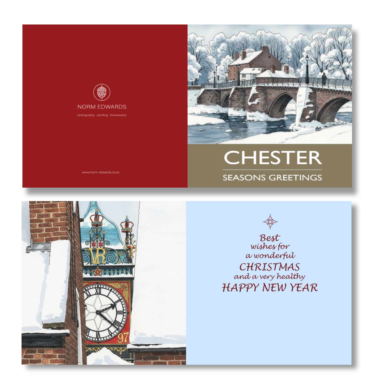 The Old Dee Bridge, Chester Christmas Card - Pack of 10