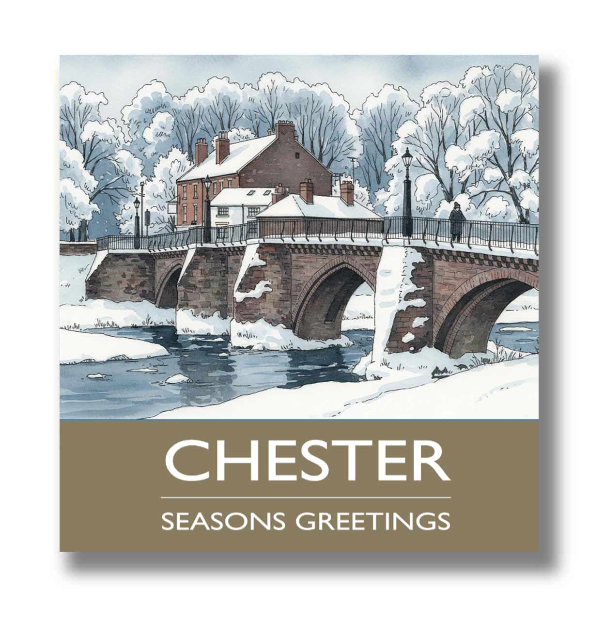 The Old Dee Bridge, Chester Christmas Card - Pack of 10