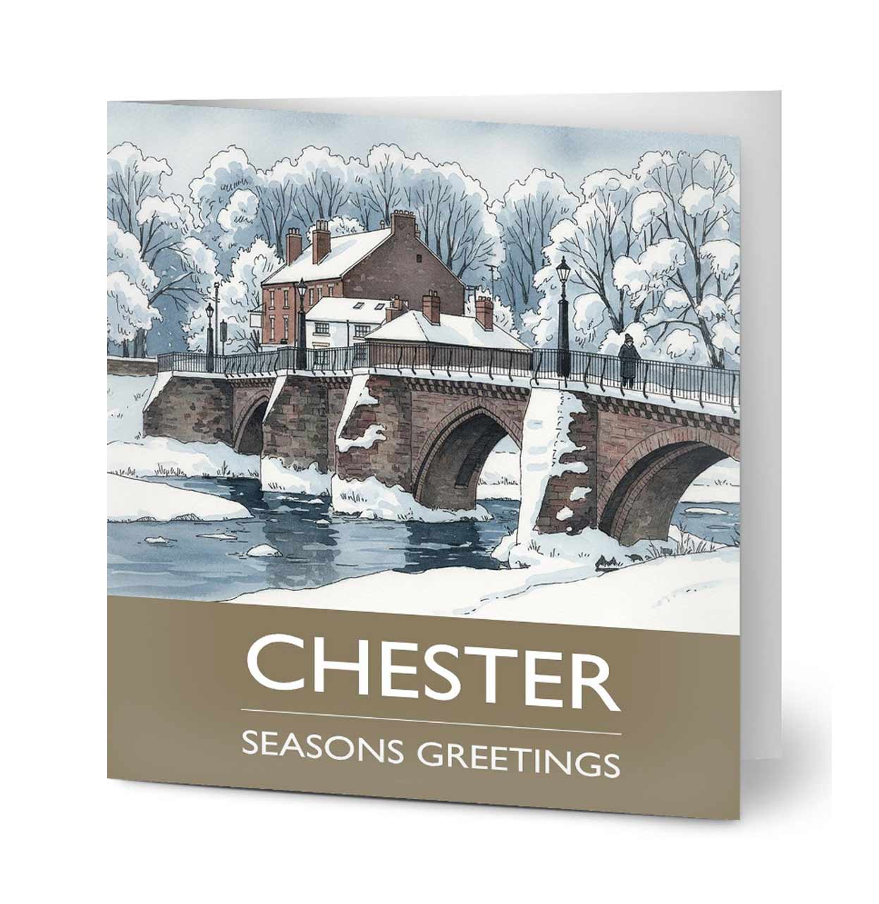 The Old Dee Bridge, Chester Christmas Card - Pack of 10