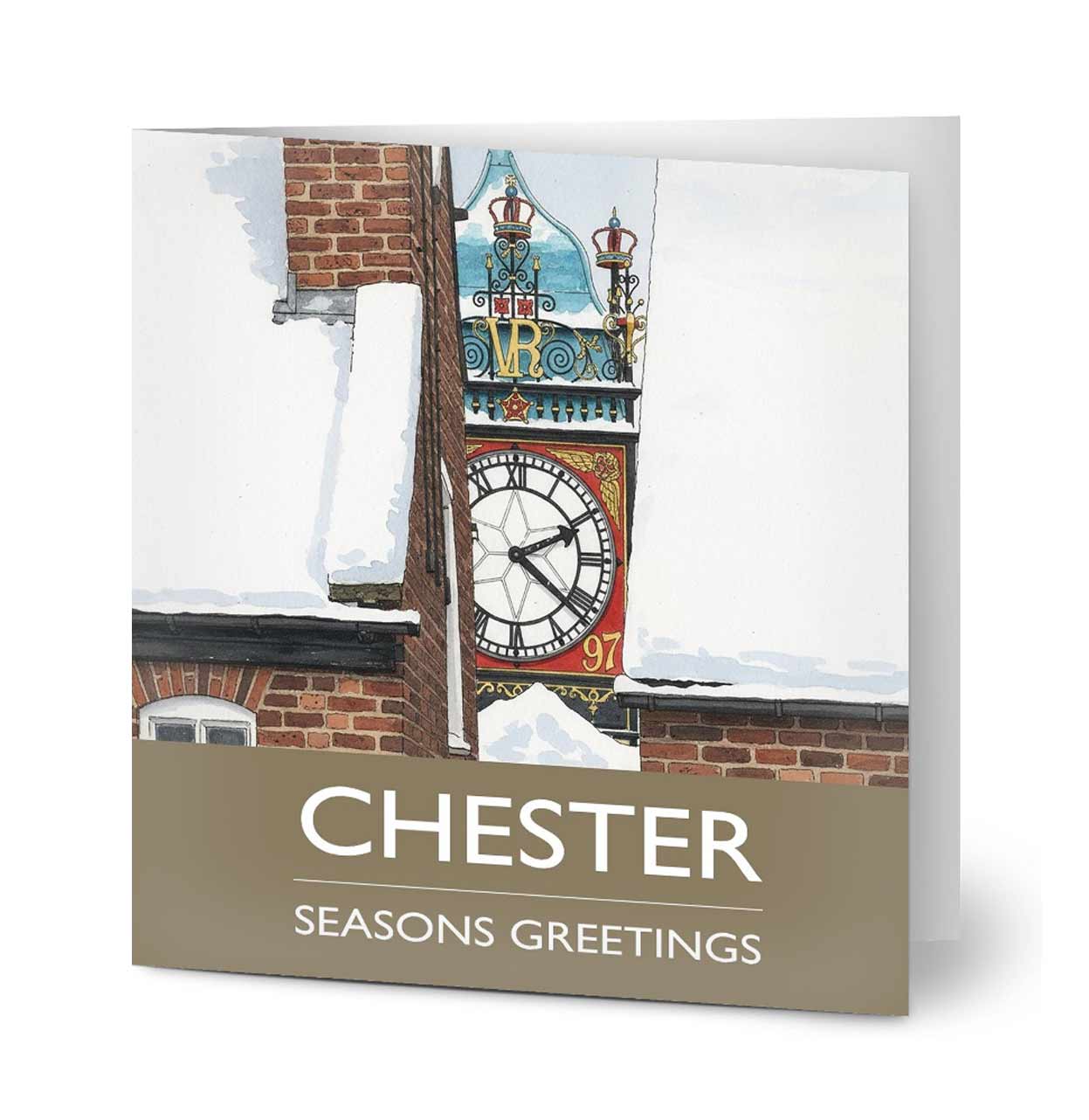 Eastgate Clock, Chester Christmas Card - Pack of 10